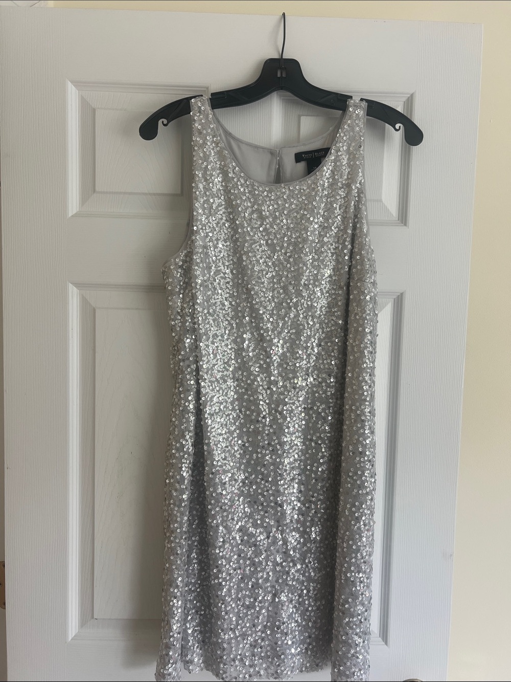 White House Black Market Silver Sequin Sleeveless Mini Dress
